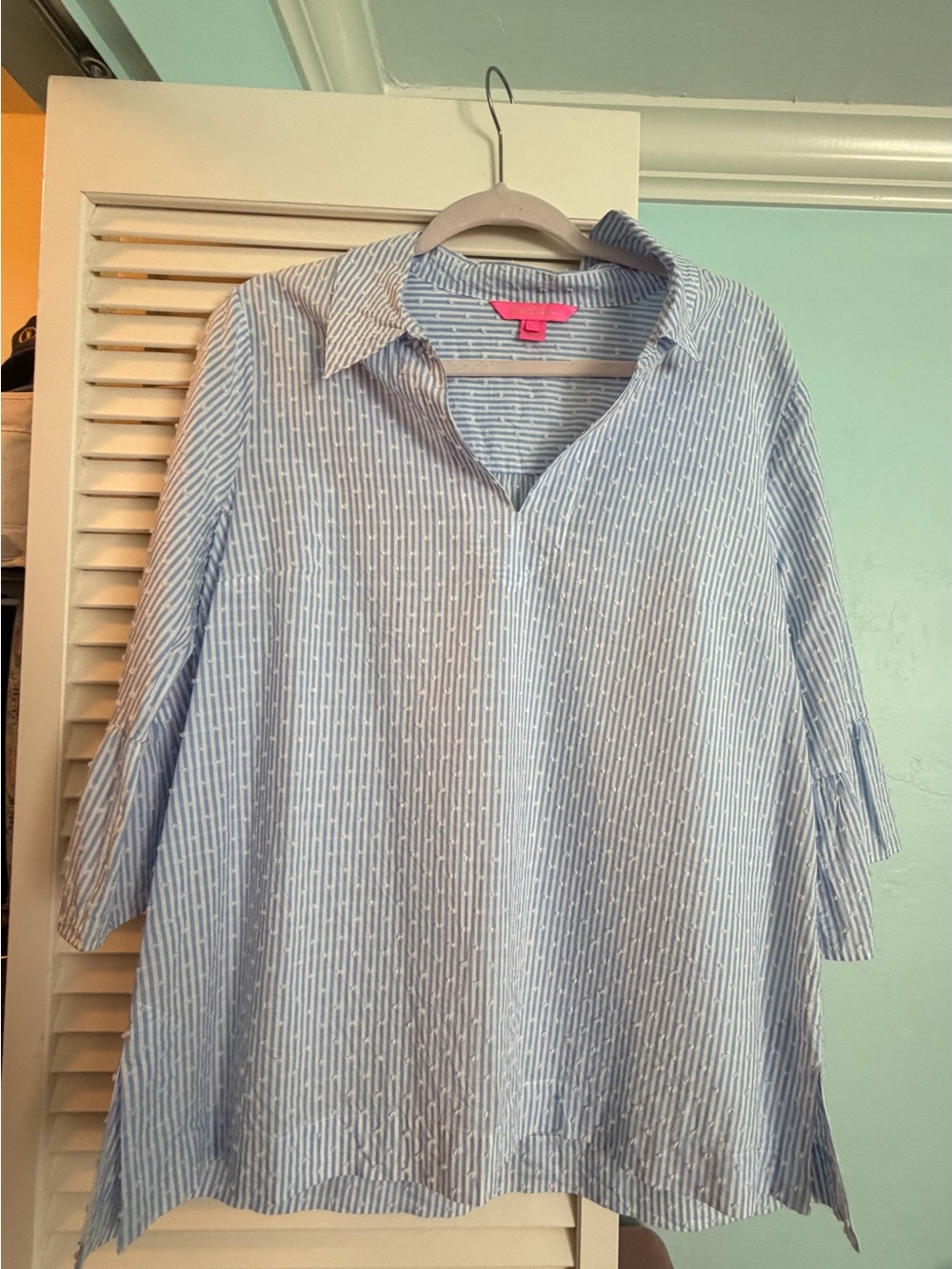 Lilly Pulitzer Light Blue Striped Women’s Collared Tunic Top - Unbranded
